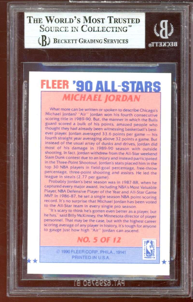 Michael Jordan Card 1990-91 Fleer #5 BGS 9 (8.5 9 9 9.5) Image 2