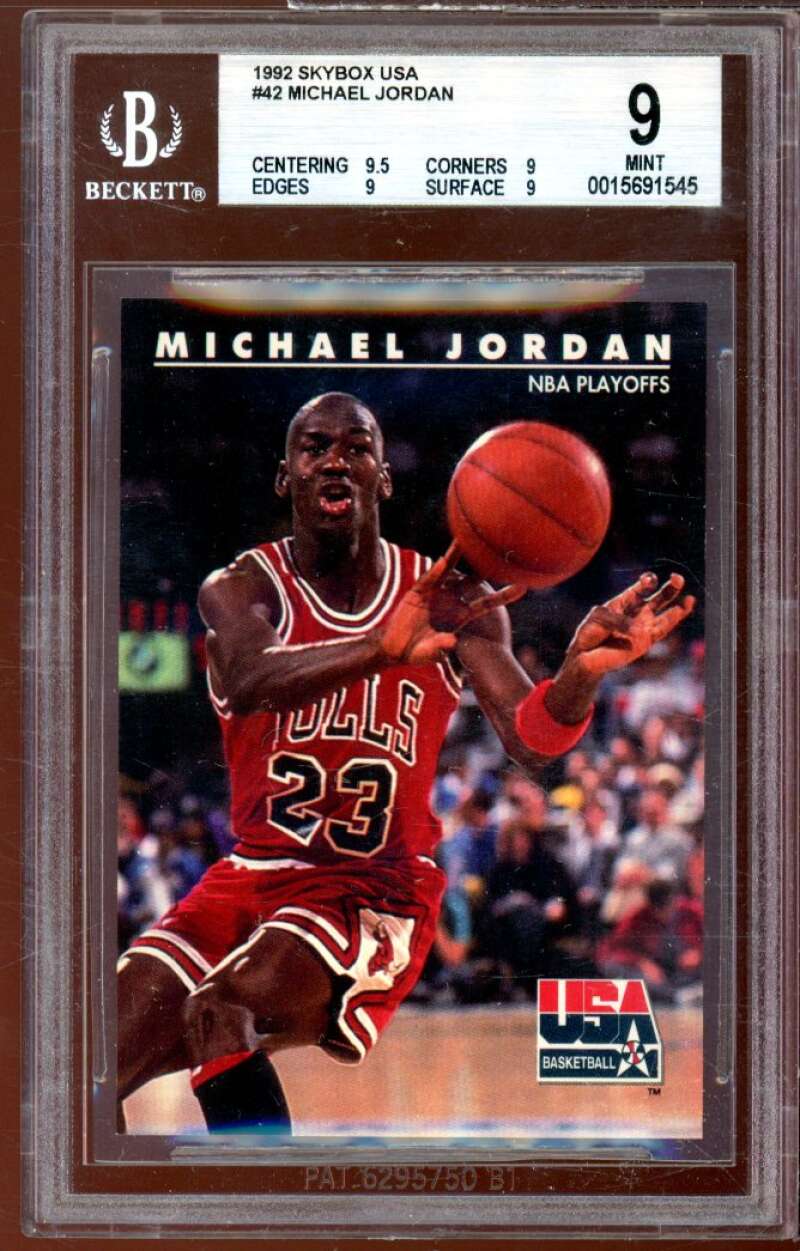 Michael Jordan Card 1992 SkyBox USA #42 BGS 9 (9.5 9 9 9) Image 1