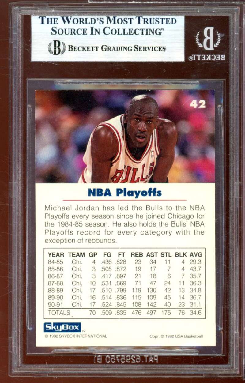 Michael Jordan Card 1992 SkyBox USA #42 BGS 9 (9.5 9 9 9) Image 2