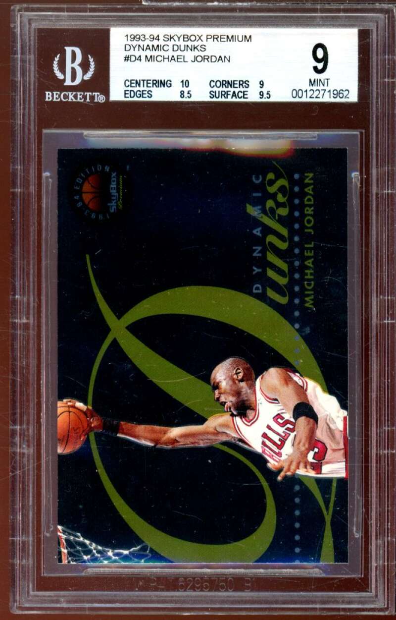 Michael Jordan Card 1993-94 SkyBox Dynamic Dunks #D4 BGS 9 (10 9 8.5 9.5) Image 1