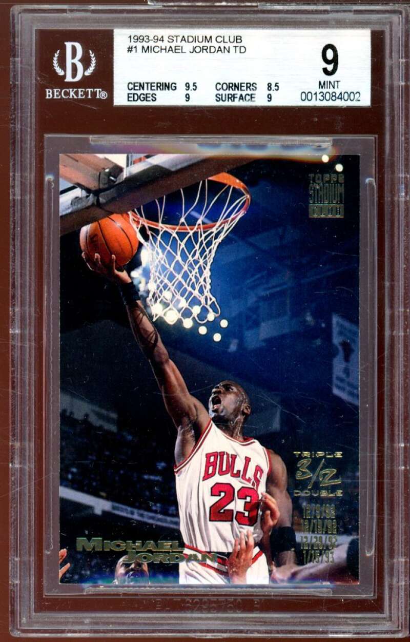 Michael Jordan Card 1993-94 Stadium Club #1 BGS 9 (9.5 8.5 9 9) Image 1