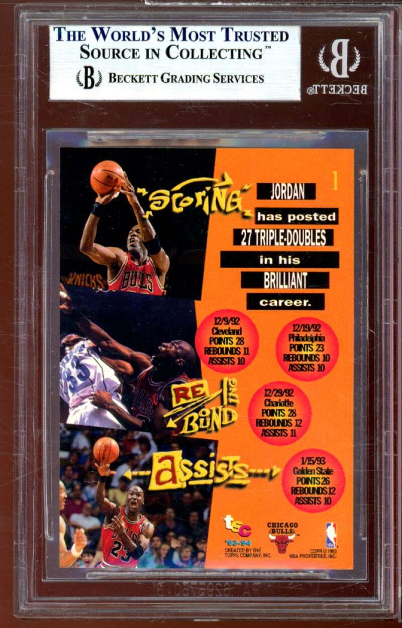 Michael Jordan Card 1993-94 Stadium Club #1 BGS 9 (9.5 8.5 9 9) Image 2