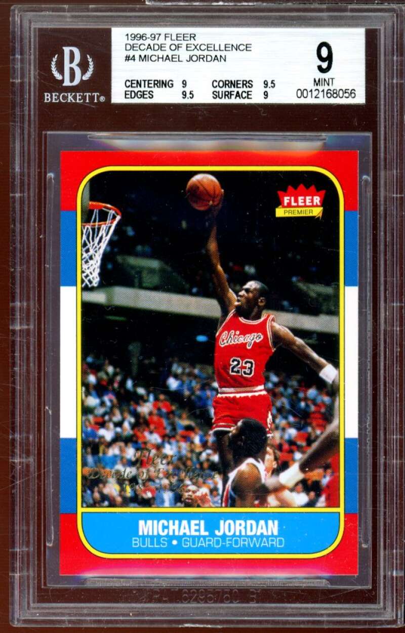 Michael Jordan Card 1996-97 Fleer Decade of Excellence #4 BGS 9 (9 9.5 9.5 9) Image 1