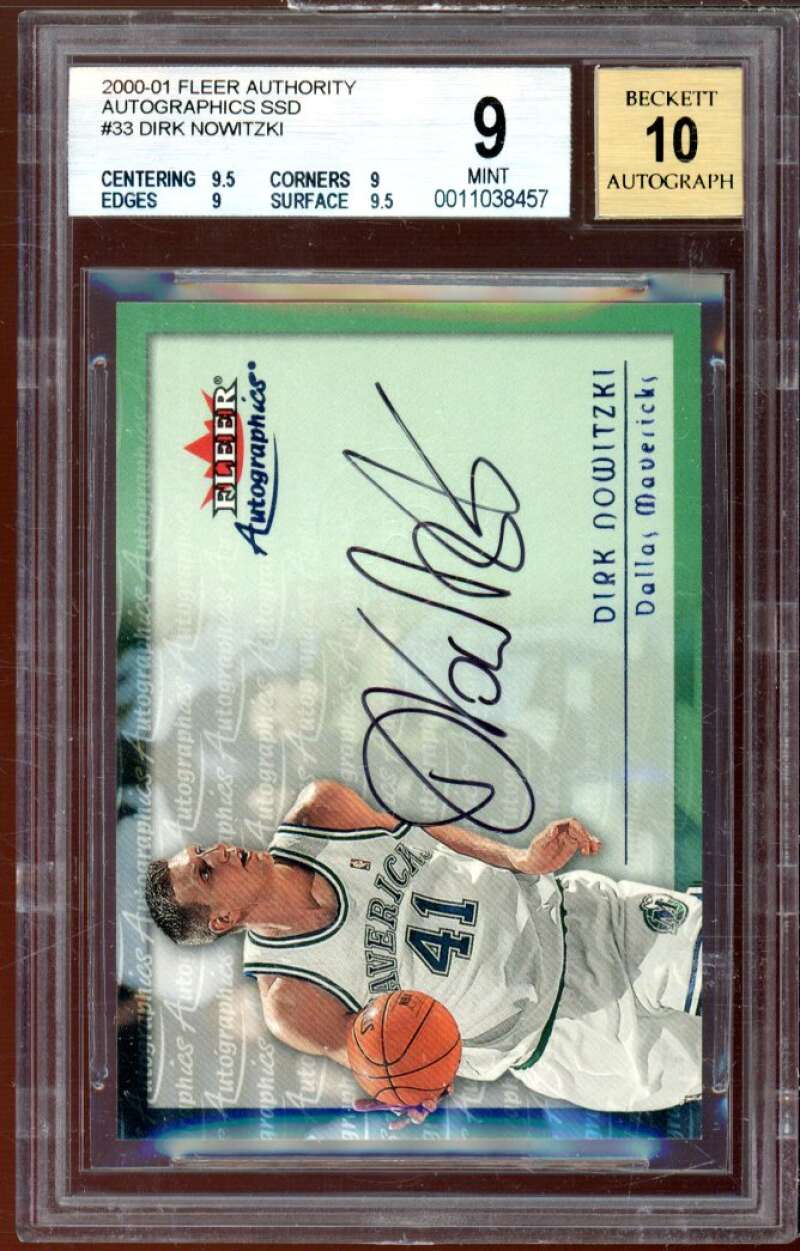 Dirk Nowitzki 2000-01 Fleer Authority Autographs SSD #33 BGS 9 (9.5 9 9 9.5) Image 1