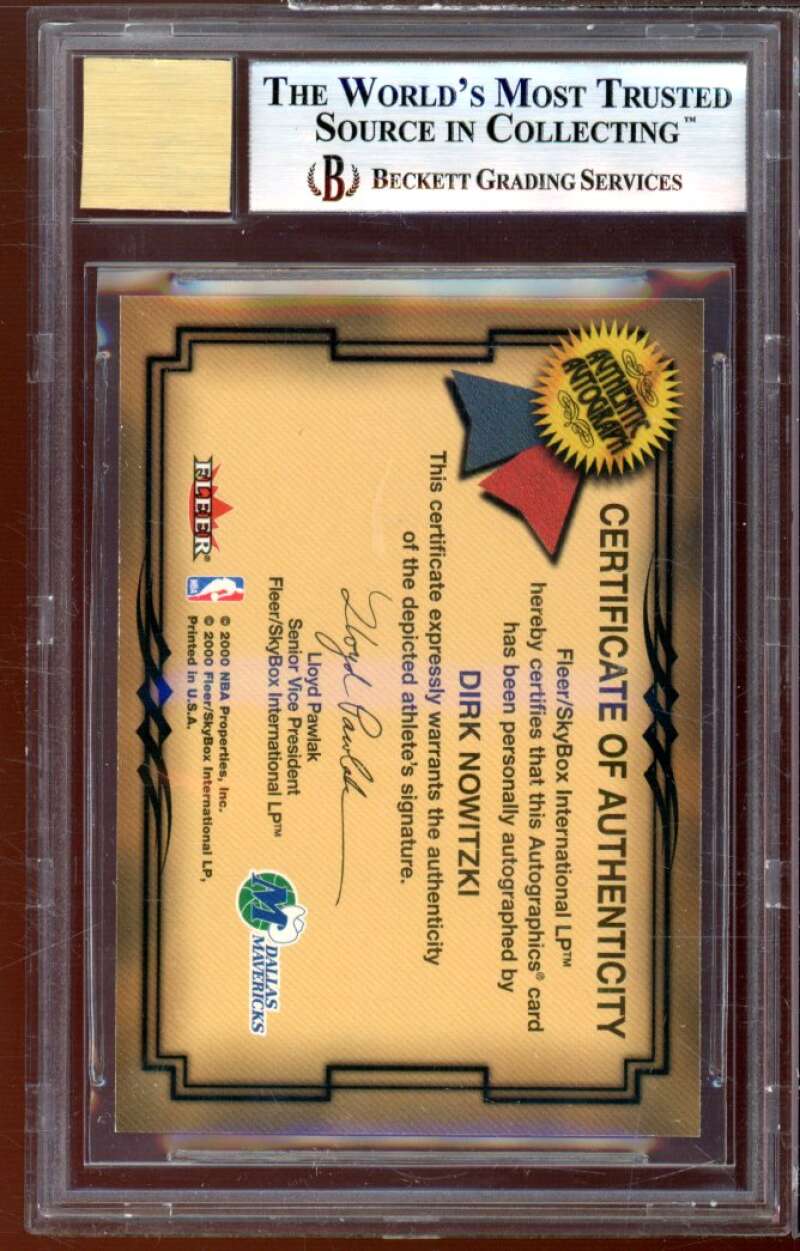 Dirk Nowitzki 2000-01 Fleer Authority Autographs SSD #33 BGS 9 (9.5 9 9 9.5) Image 2