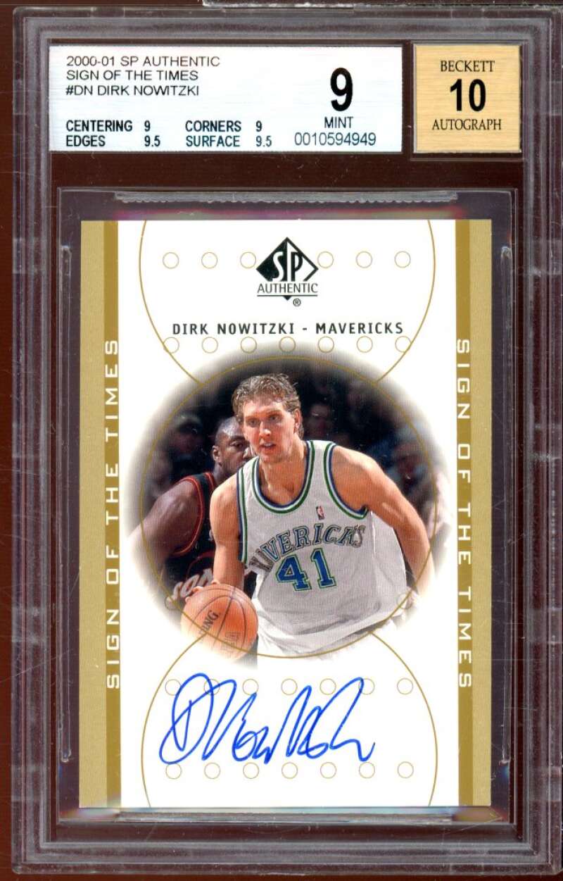 Dirk Nowitzki 2000-01 SP Authentic Sign Of The Times #DN BGS 9 (9 9 9.5 9.5) Image 1