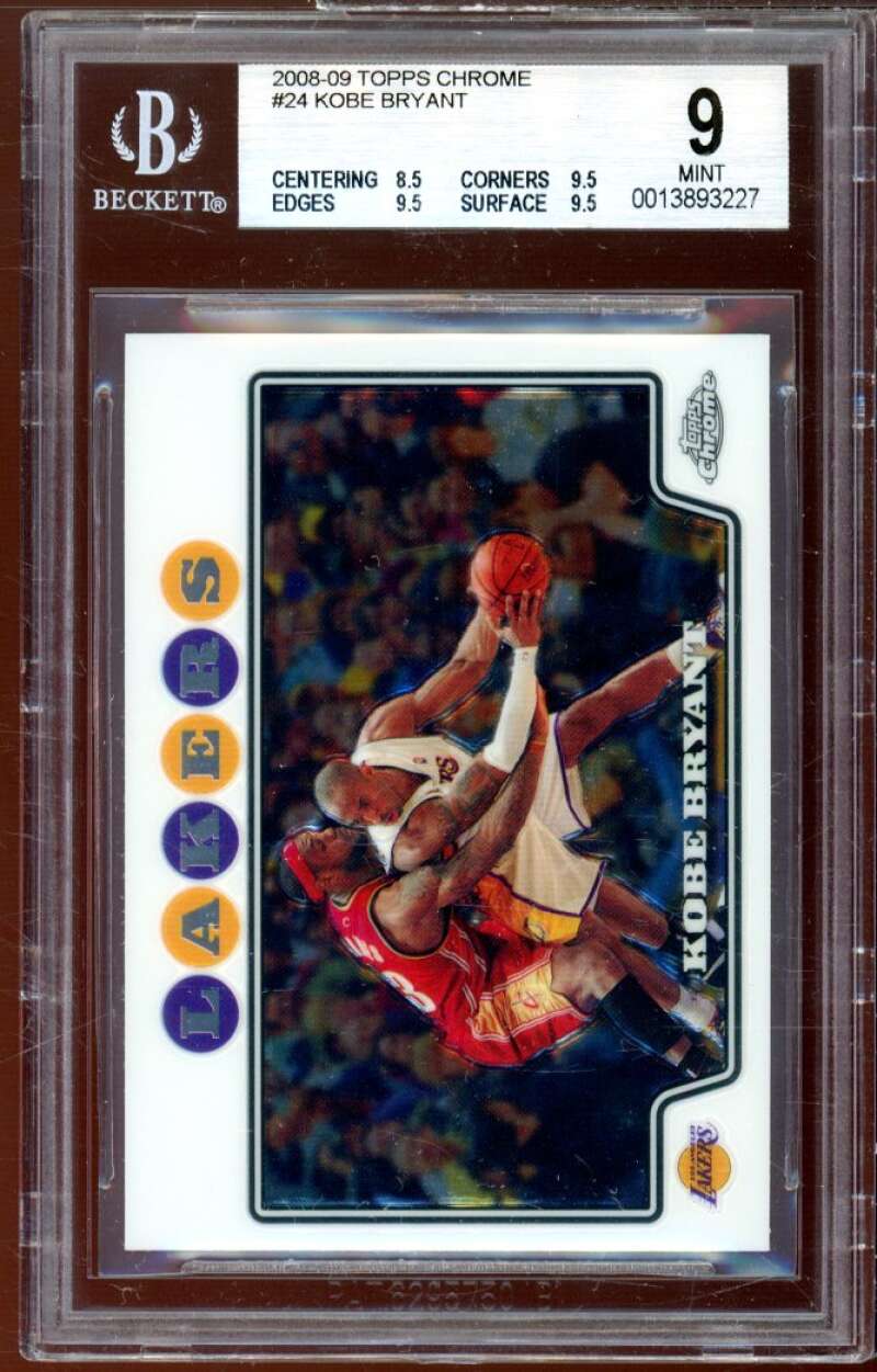 Kobe Bryant Card w/Lebron James 2008-09 Topps Chrome #24 BGS 9 (8.5 9.5 9.5 9.5) Image 1