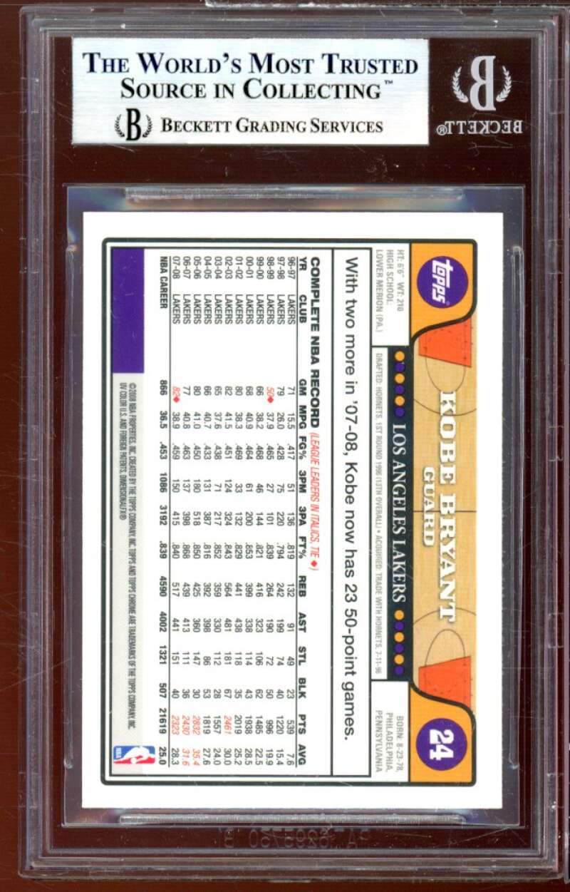 Kobe Bryant Card w/Lebron James 2008-09 Topps Chrome #24 BGS 9 (8.5 9.5 9.5 9.5) Image 2