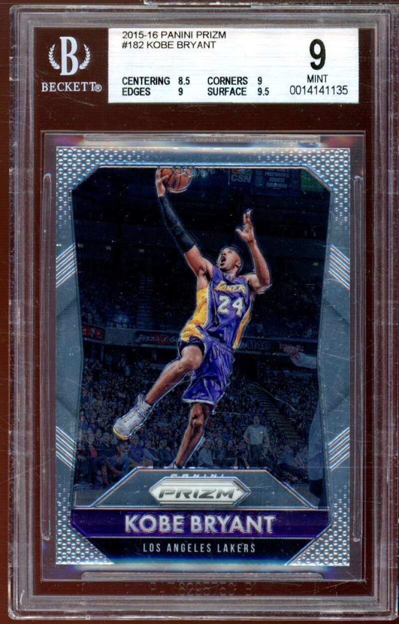 Kobe Bryant Card 2015-16 Panini Prizm #182 BGS 9 (8.5 9 9 9.5) Image 1