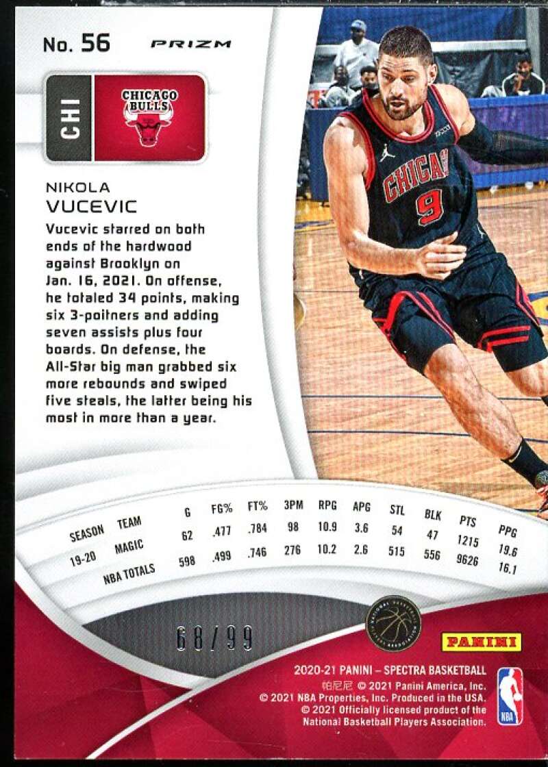 Nikola Vucevic Card 2020-21 Panini Spectra Celestial #56  Image 2