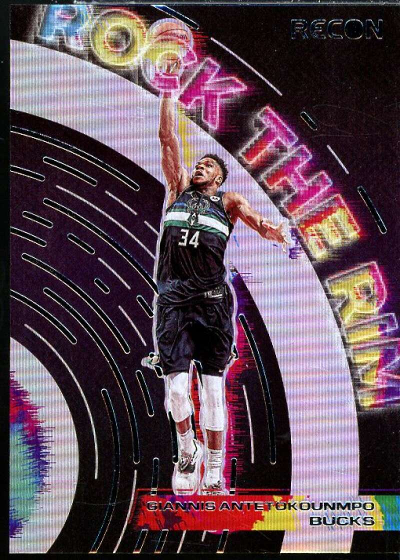 Giannis Antetokounmpo Card 2021-22 Panini Recon Rock the Rim #5  Image 1