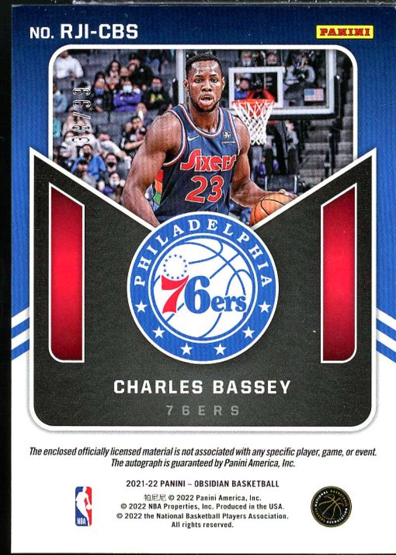 Charles Bassey Card 2021-22 Panini Obsidian Rookie Jersey Ink #5  Image 2