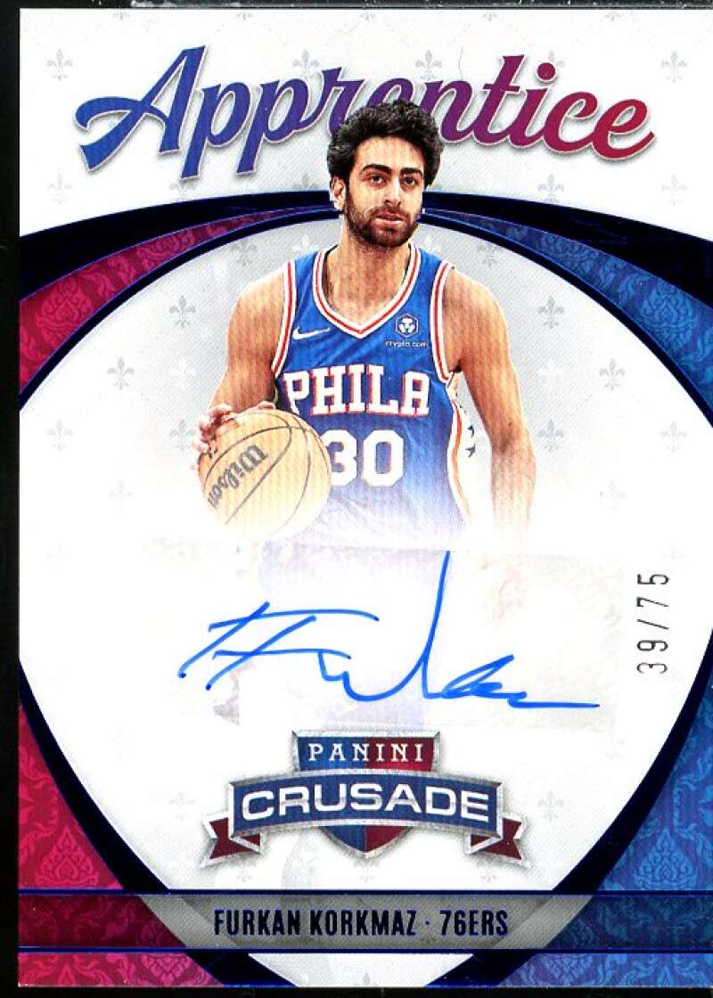 Furkan Korkmaz Card 2021-22 Chronicles Excalibur Apprentice Signatures Blue #24  Image 1