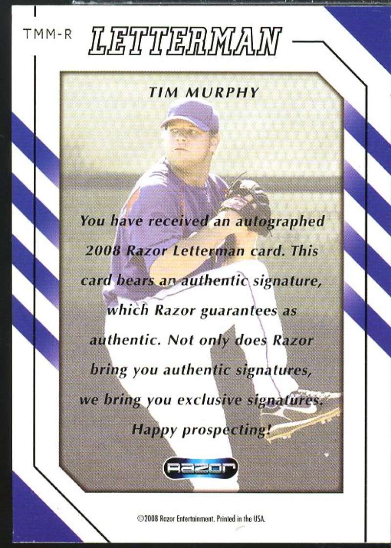 Tim Murphy Rookie Card 2008 Razor Letterman #TMMR  Image 2