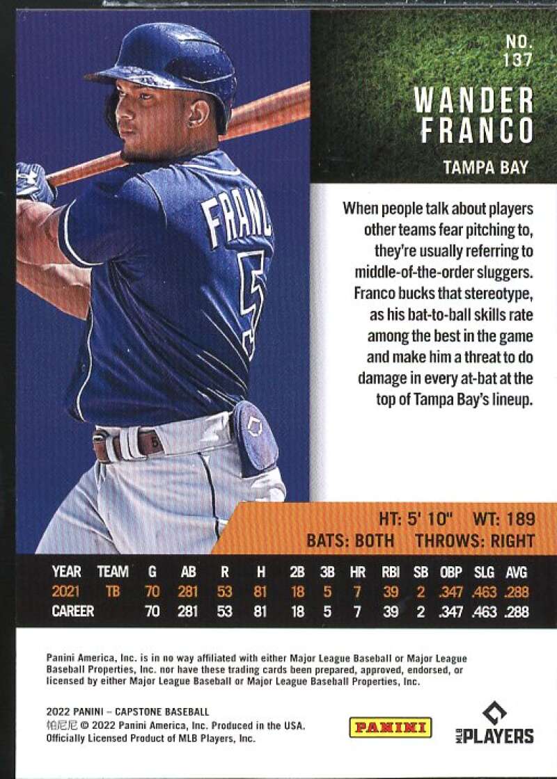 Wander Franco LS (RC) Rookie Card 2022 Panini Capstone #137  Image 2