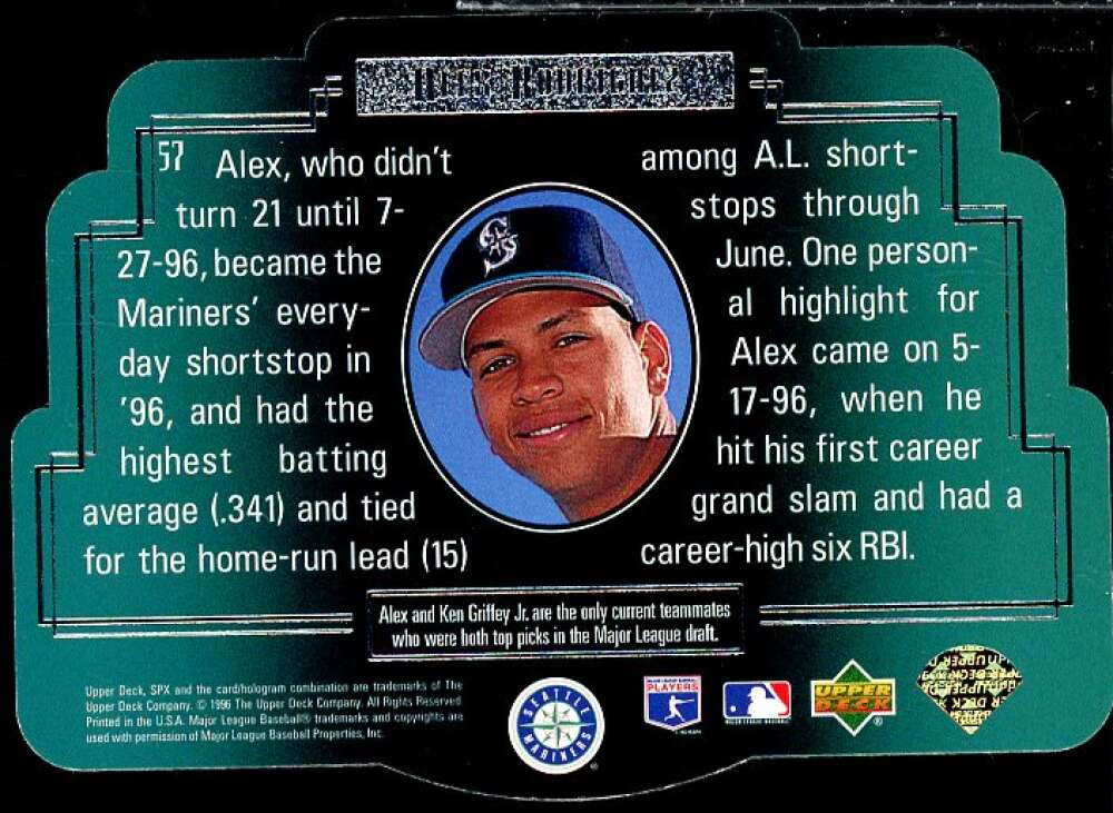 Alex Rodriguez Card 1996 SPx #57  Image 2