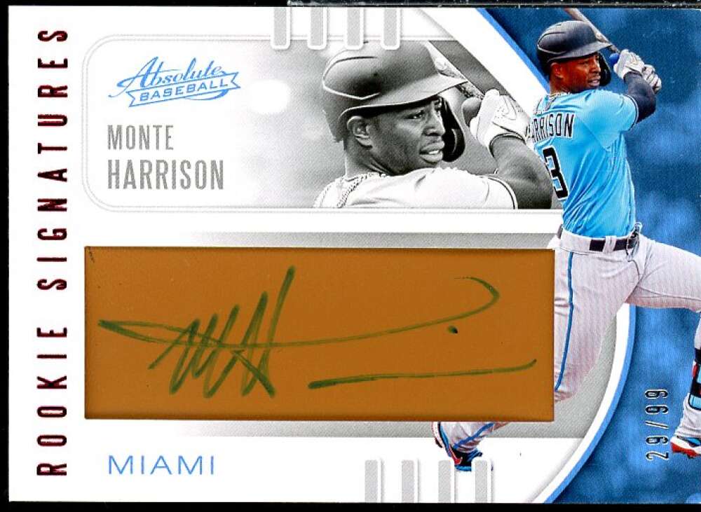 Monte Harrison Rookie Card 2021 Absolute Rookie Leather Signatures Tan #131  Image 1
