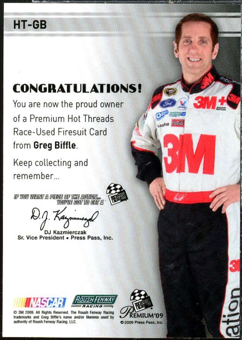 Greg Biffle Black Card 2009 Press Pass Premium Hot Threads #HTGB1  Image 2