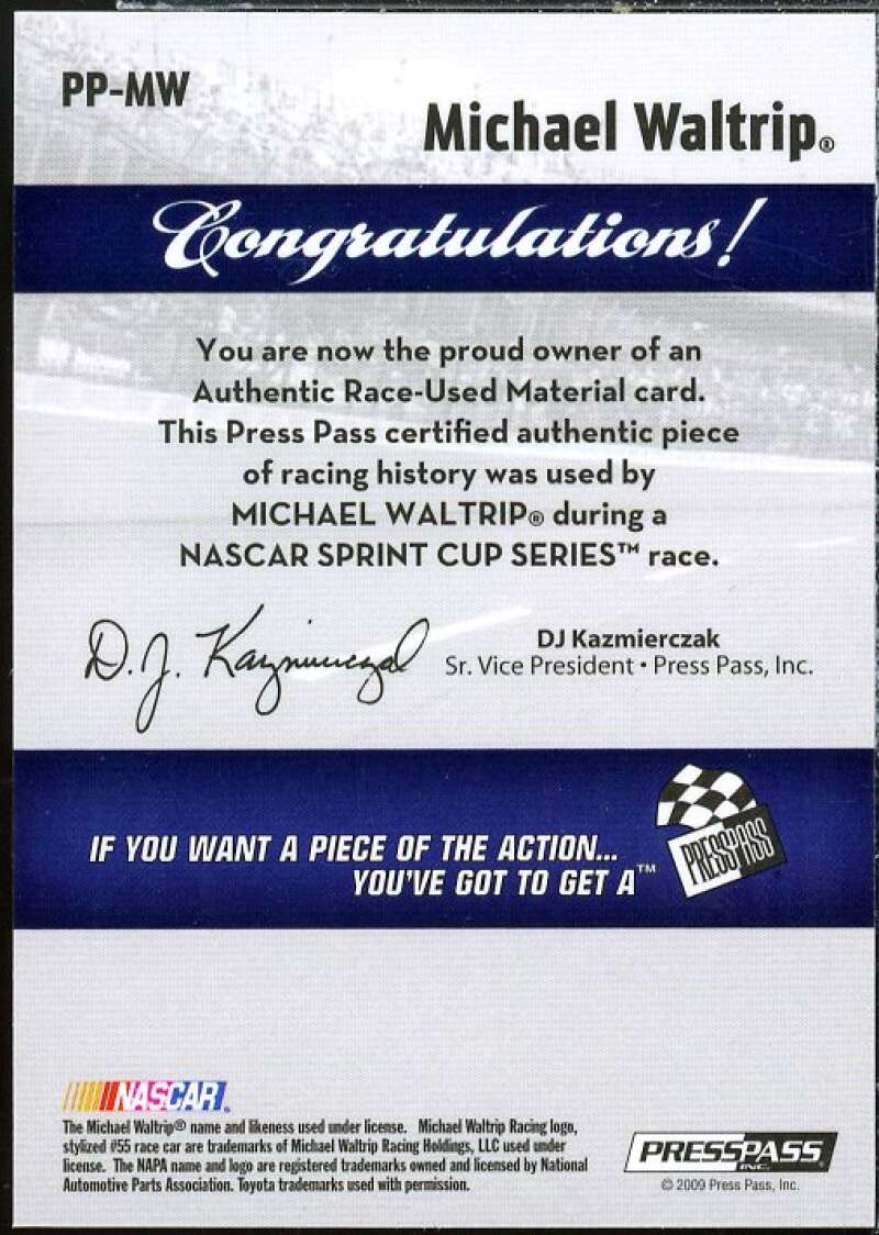 Michael Waltrip/Sheet Metal 2009 Press Pass Pieces Race Used Memorabilia #MW  Image 2