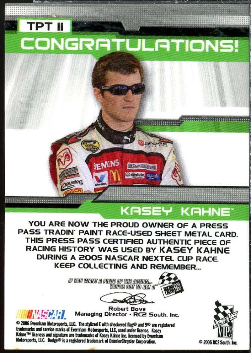 Kasey Kahne Card 2006 VIP Tradin' Paint Cars Bronze #TPT11  Image 2