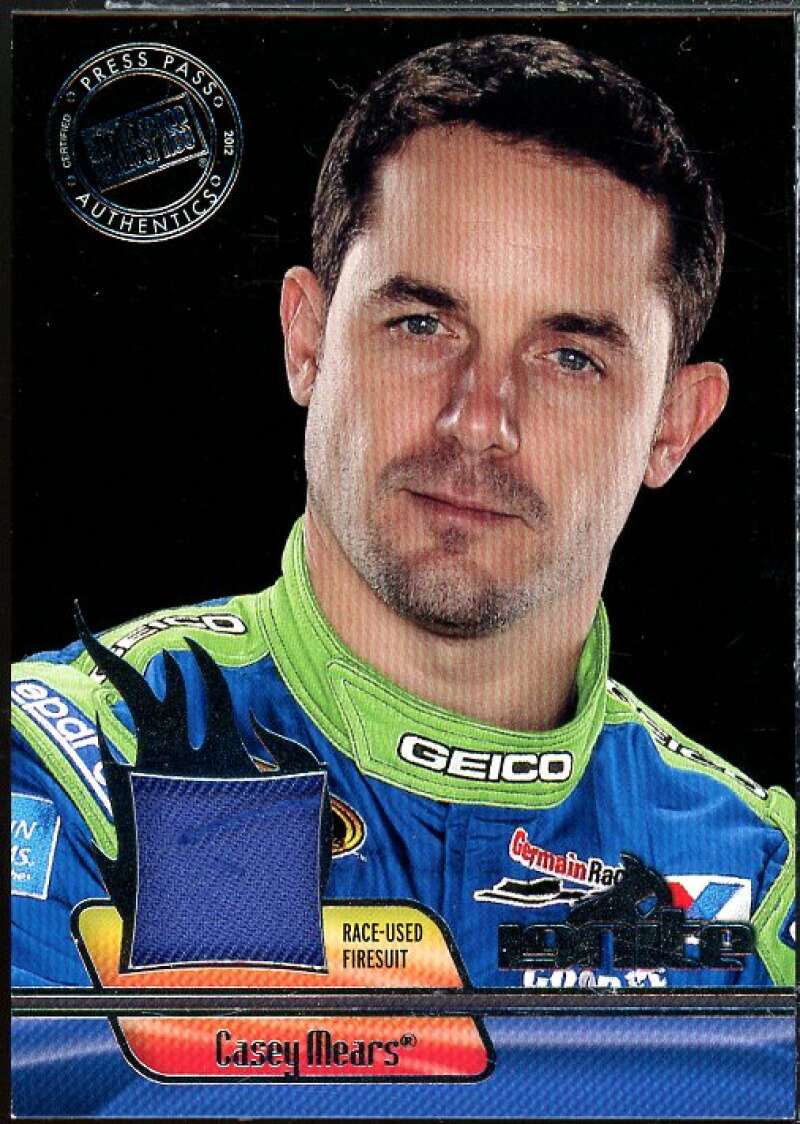 Casey Mears Card 2012 Press Pass Ignite Materials Silver #IMCM  Image 1