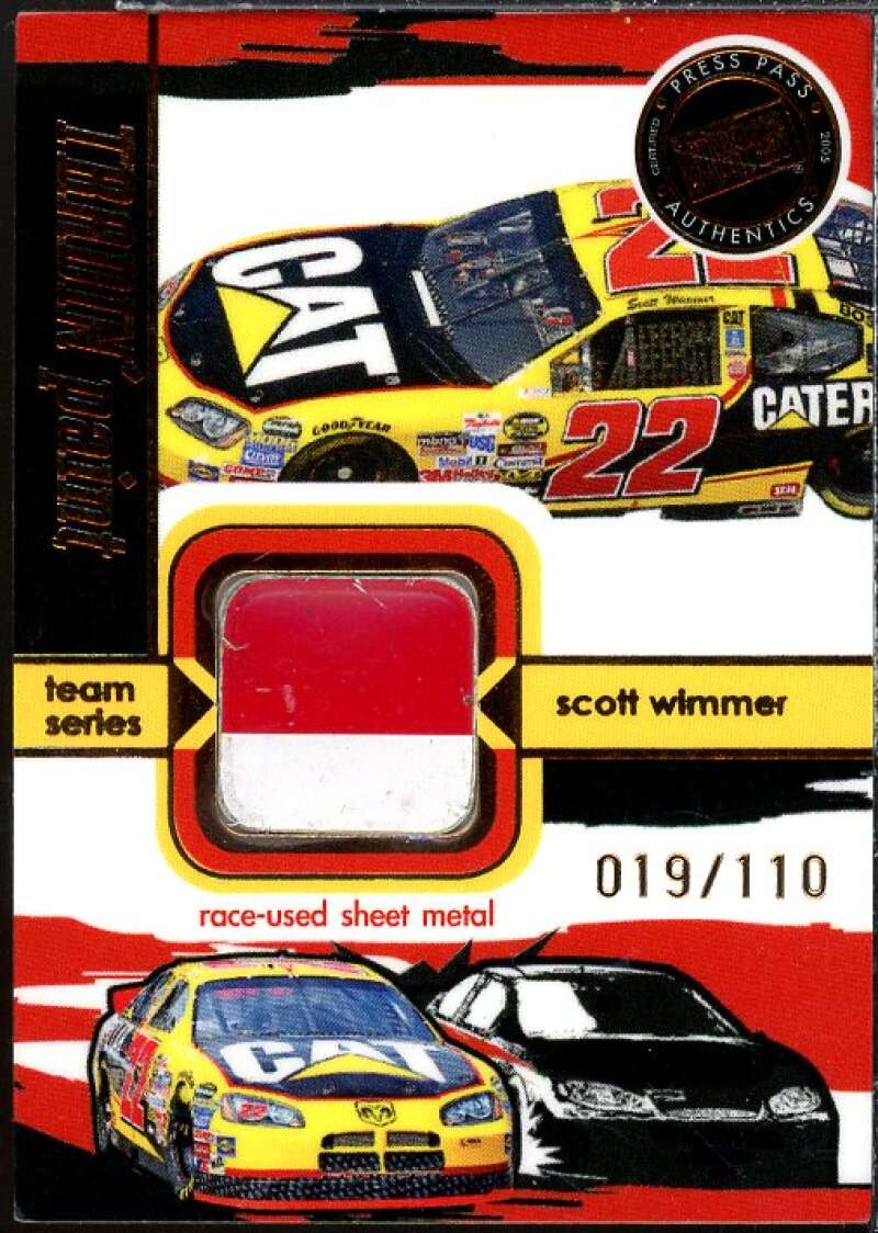 Scott Wimmer Card 2005 VIP Tradin' Paint Cars #TPT15  Image 1