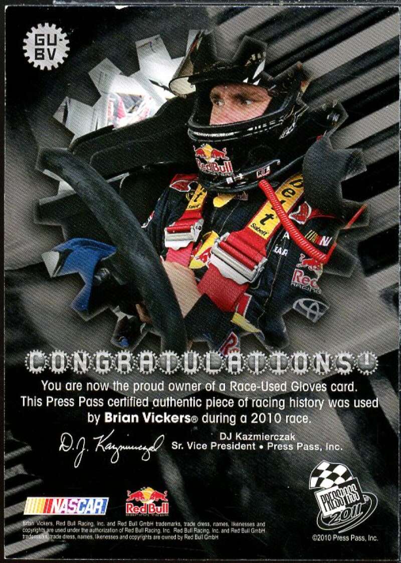 Brian Vickers Card 2011 Press Pass Geared Up Gold #GUBV  Image 2