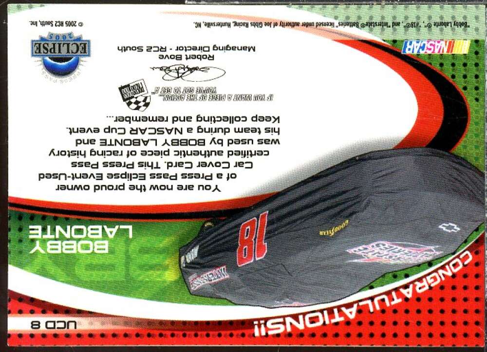 Bobby Labonte Card 2005 Press Pass Eclipse Under Cover Driver Red #UCD8  Image 2