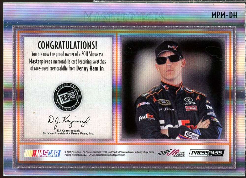 Denny Hamlin Card 2011 Press Pass Showcase Masterpieces Memorabilia #MPMDH  Image 2