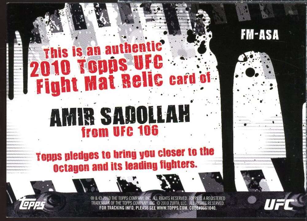 Amir Sadollah/UFC 106 Card 2010 Topps UFC Fight Mat Relics #FMASA  Image 2