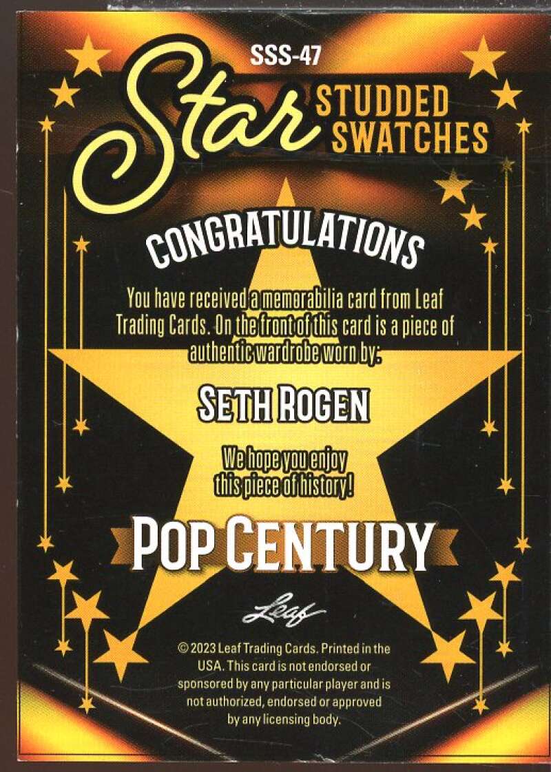 Seth Rogen Card 2023 Leaf Pop Century Metal Star Studded Swatches Blue #SSS47  Image 2