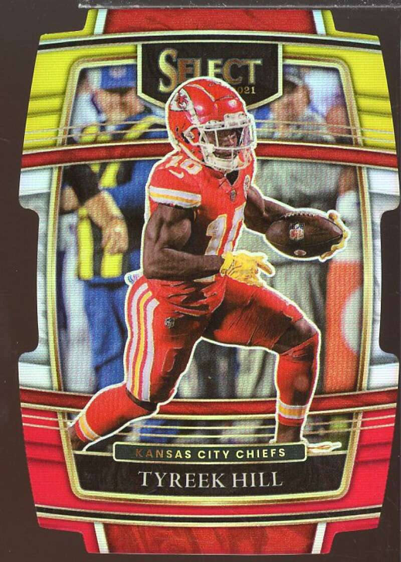 Tyreek Hill Card 2021 Select Prizm Red and Yellow Die Cut #18  Image 1