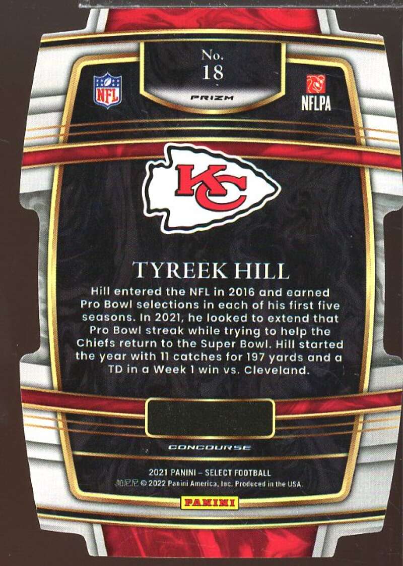 Tyreek Hill Card 2021 Select Prizm Red and Yellow Die Cut #18  Image 2