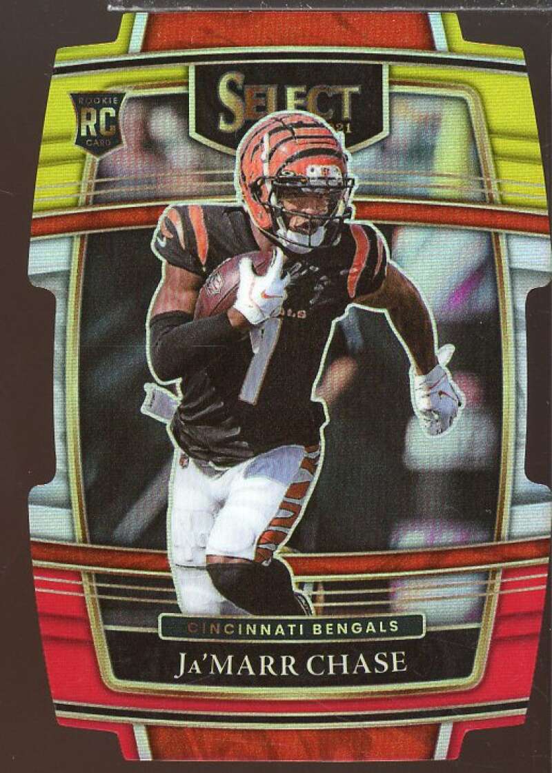 Ja'Marr Chase Rookie Card 2021 Select Prizm Red and Yellow Die Cut #47  Image 1
