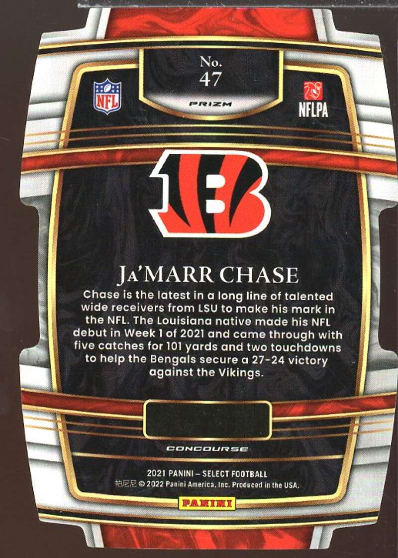 Ja'Marr Chase Rookie Card 2021 Select Prizm Red and Yellow Die Cut #47  Image 2