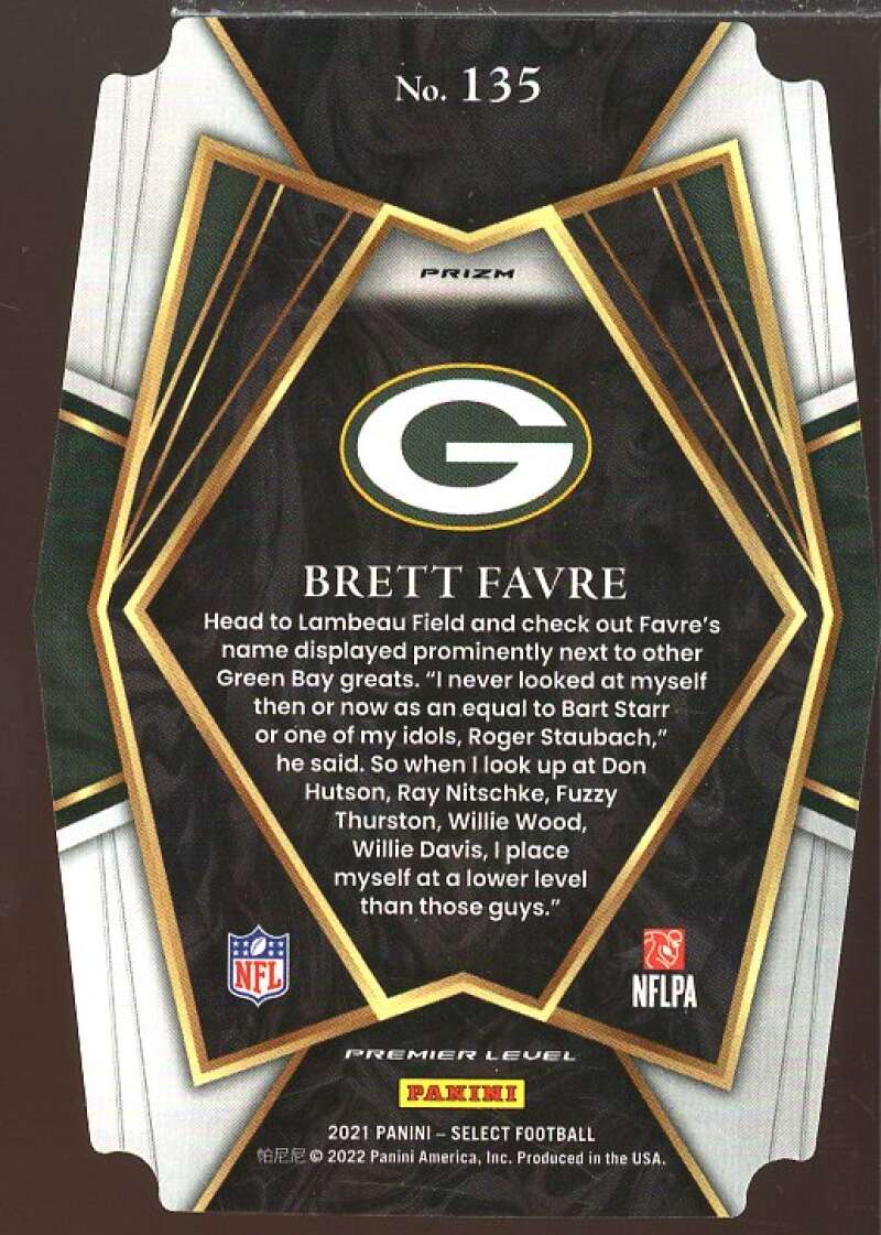 Brett Favre Card 2021 Select Prizm Green and Yellow Die Cut #135  Image 2