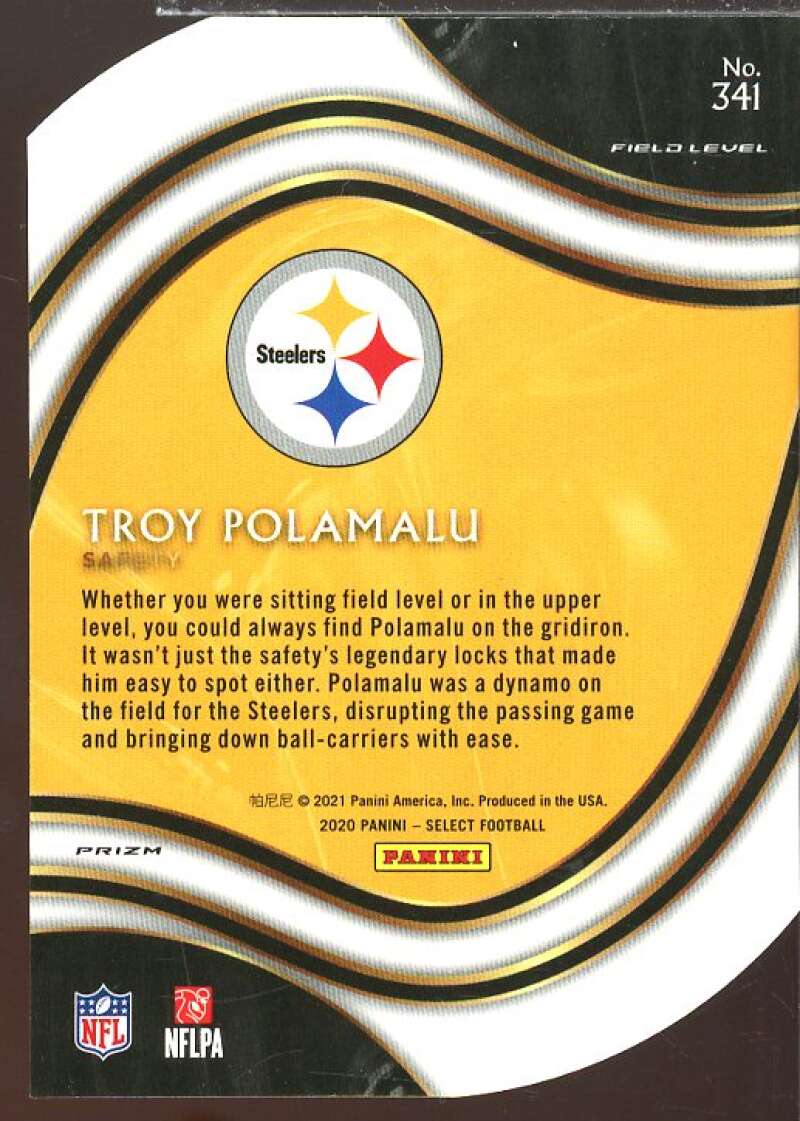 Troy Polamalu Card 2020 Select Prizm Maroon Die Cut #341  Image 2