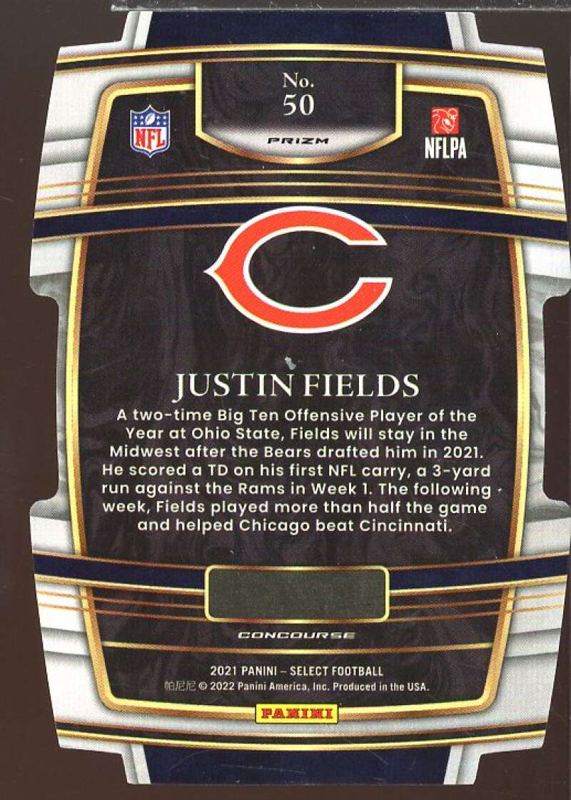 Justin Fields Rookie Card 2021 Select Prizm Black and Gold Die Cut #50  Image 2