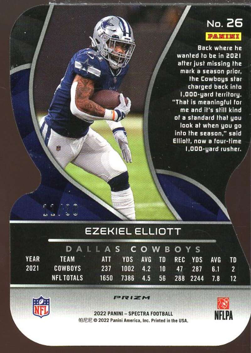 Ezekiel Elliott Card 2022 Panini Spectra Neon Green Die Cut #26  Image 2
