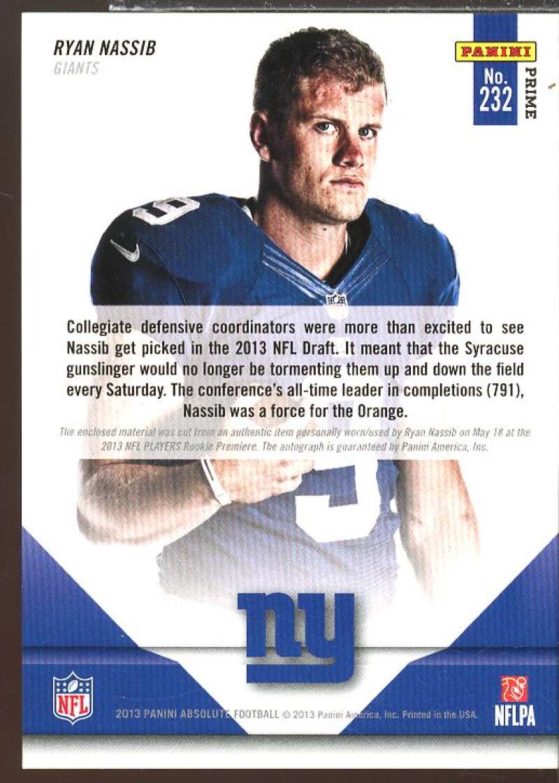 Nassib 2013 Absolute Rookie Premiere Materials AU Oversize JSY Number Prime #232  Image 2