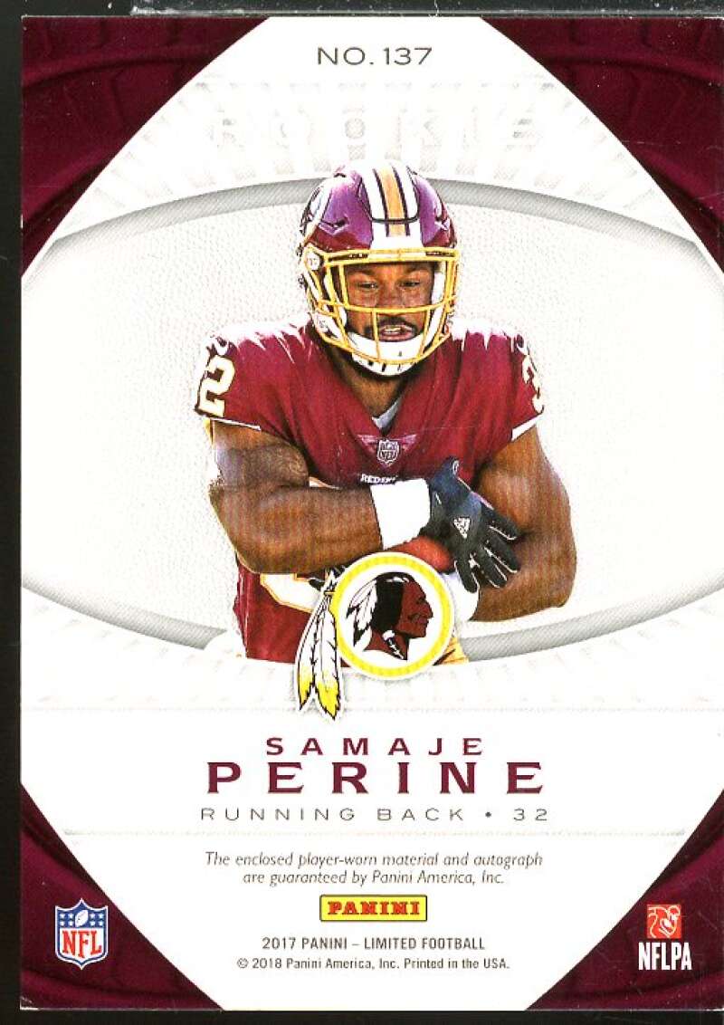 Samaje Perine JSY AU Rookie Card 2017 Limited Silver Spotlight #137  Image 2