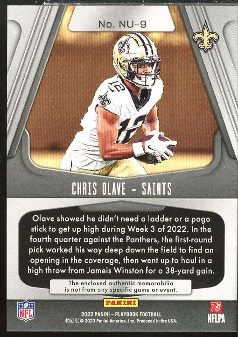 Chris Olave Rookie Card 2022 Panini Playbook Next Up Jerseys #9  Image 2