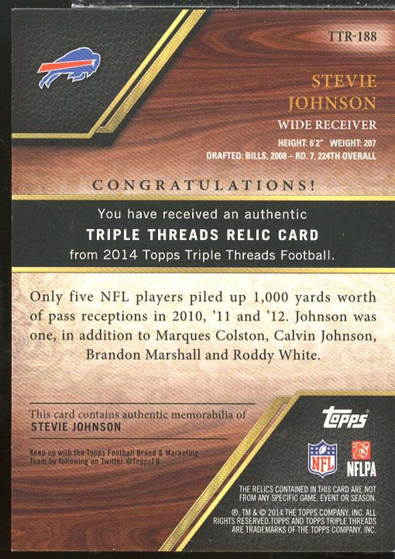 Stevie Johnson Card 2014 Topps Triple Threads Relics #TTR188  Image 2