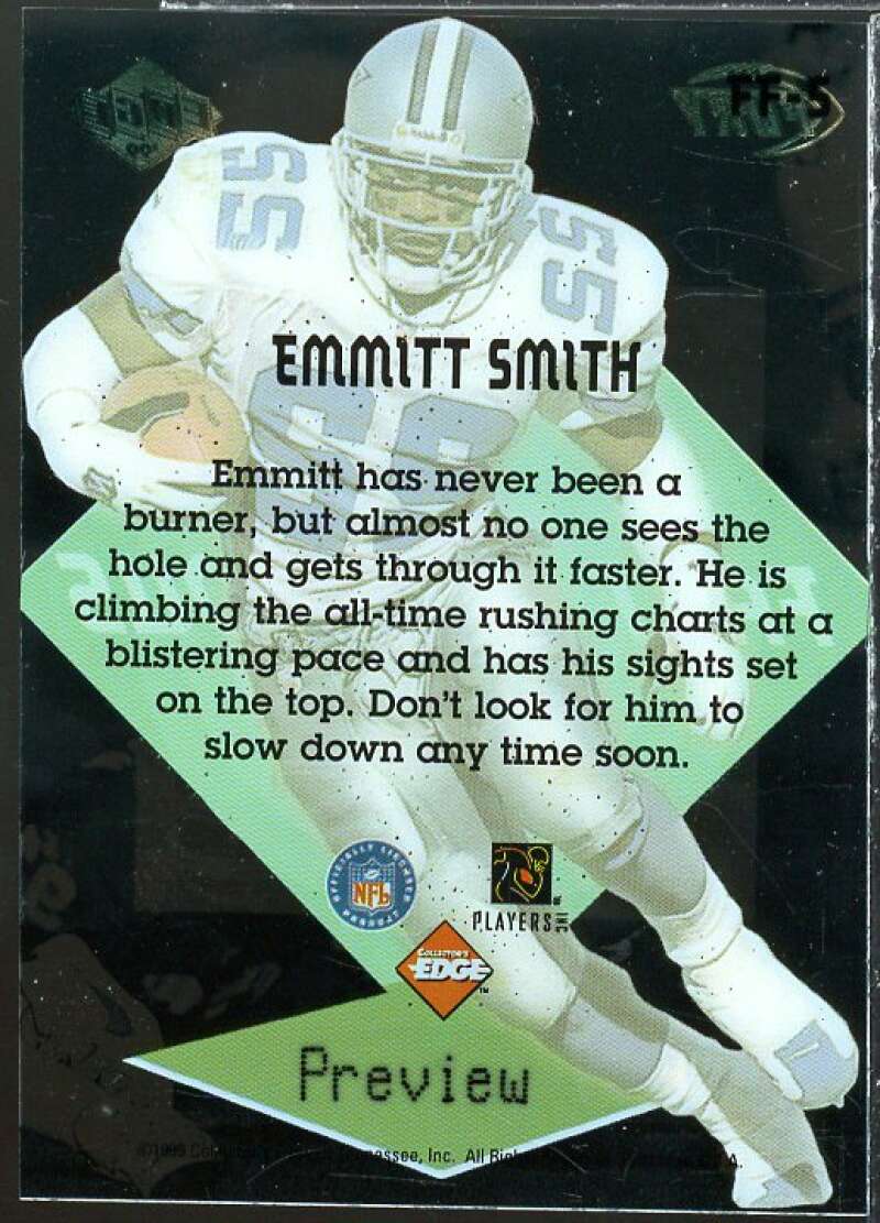 Emmitt Smith Card 1999 Collector's Edge Fury Fast and Furious Preview #5  Image 2