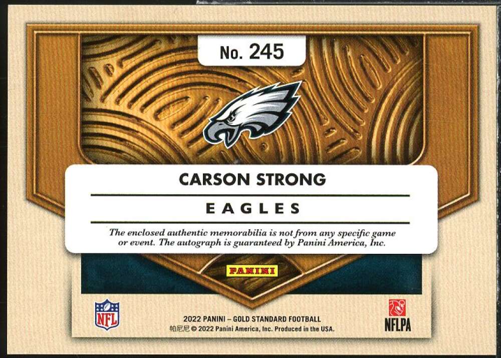Carson Strong JSY AU Rookie Card 2022 Panini Gold Standard #245  Image 2