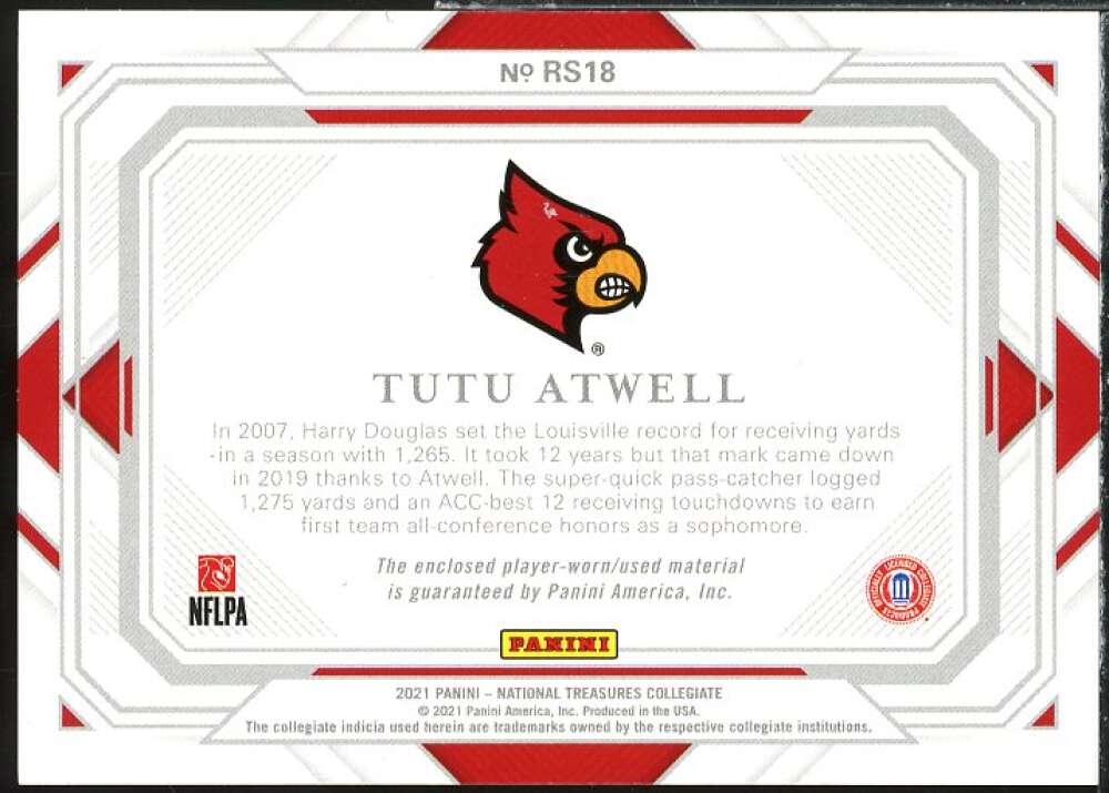 Tutu Atwell RC 2021 Panini National Treasures Collegiate Rookie Silhouettes #18  Image 2