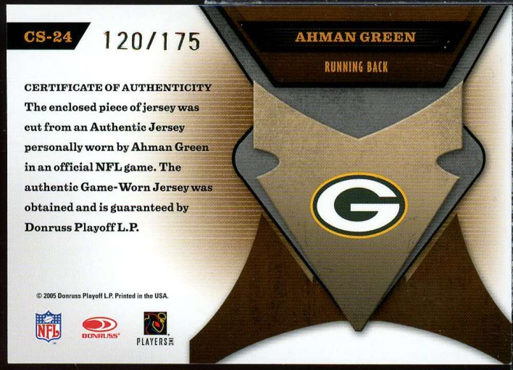Ahman Green Card 2005 Leaf Certified Materials Certified Skills Jersey #24  Image 2