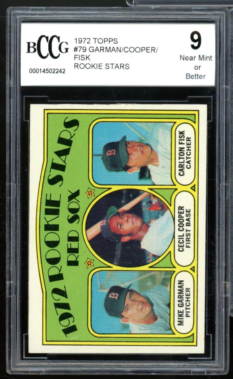 1972 Topps #79 Cecil Cooper / Carlton Fisk Rookie Card BGS BCCG 9 Near Mint+ Image 1