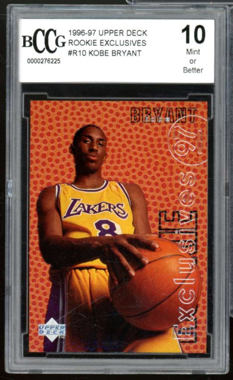 1996-97 Upper Deck Rookie Exclusives #r10 Kobe Bryant Rookie Card BCCG 10 Mint+ Image 1