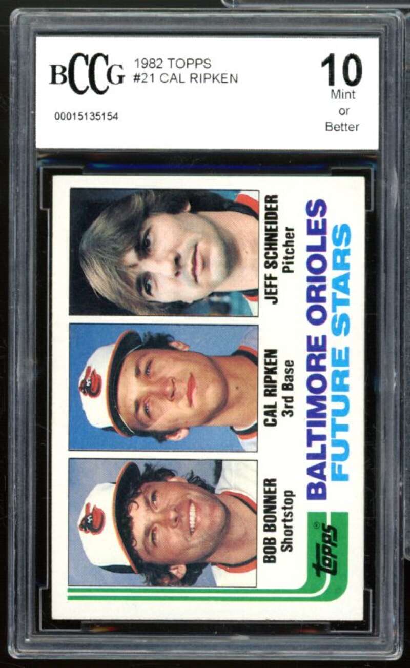 1982 Topps #21 Cal Ripken Jr Rookie Card BGS BCCG 10 Mint+ Image 1